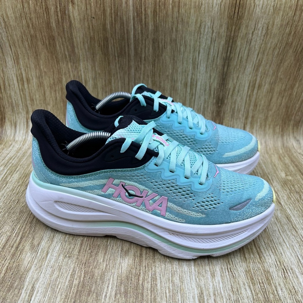 Hoka One One Bondi 9 Women's Size 8 Teal Blue Running Shoes 1162012 BTF
